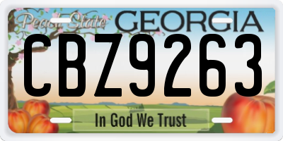 GA license plate CBZ9263