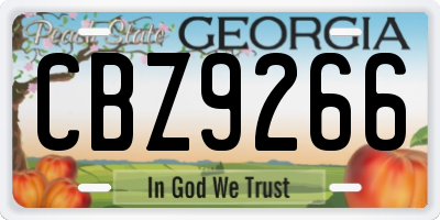 GA license plate CBZ9266