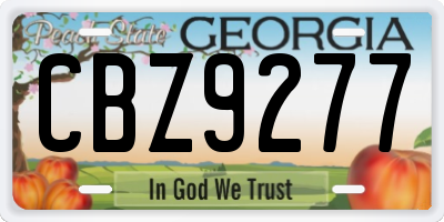GA license plate CBZ9277