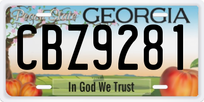 GA license plate CBZ9281