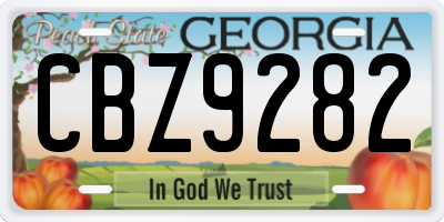 GA license plate CBZ9282