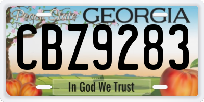 GA license plate CBZ9283