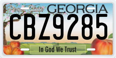 GA license plate CBZ9285