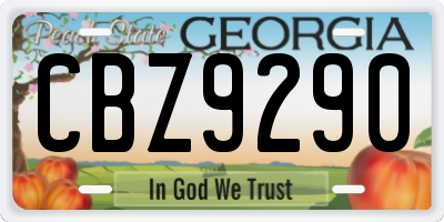 GA license plate CBZ9290