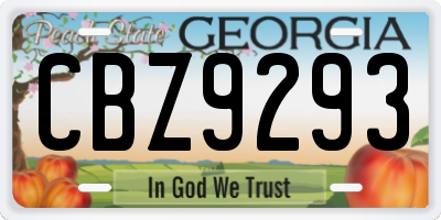 GA license plate CBZ9293