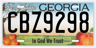 GA license plate CBZ9298