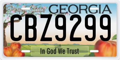 GA license plate CBZ9299