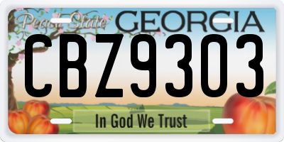 GA license plate CBZ9303