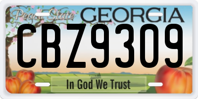 GA license plate CBZ9309