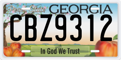 GA license plate CBZ9312