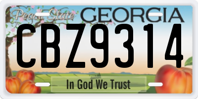 GA license plate CBZ9314