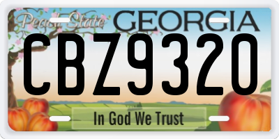 GA license plate CBZ9320