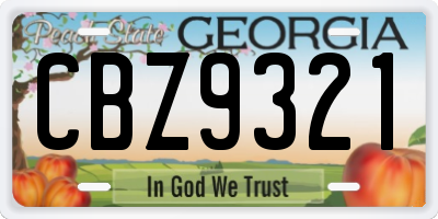 GA license plate CBZ9321