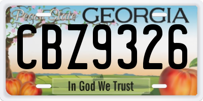 GA license plate CBZ9326