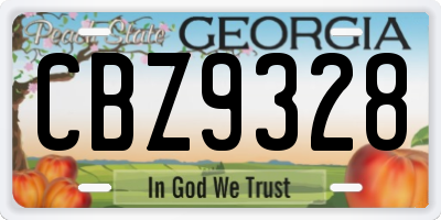 GA license plate CBZ9328