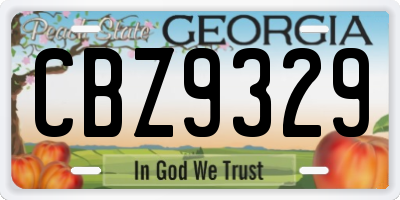 GA license plate CBZ9329