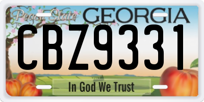 GA license plate CBZ9331