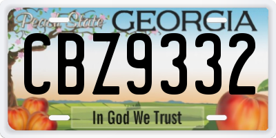 GA license plate CBZ9332