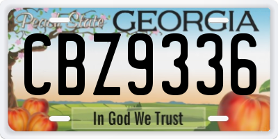 GA license plate CBZ9336