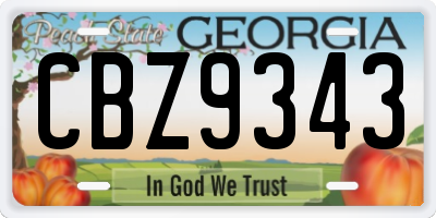 GA license plate CBZ9343