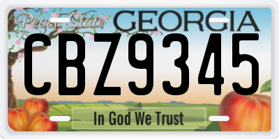 GA license plate CBZ9345