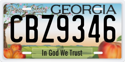 GA license plate CBZ9346