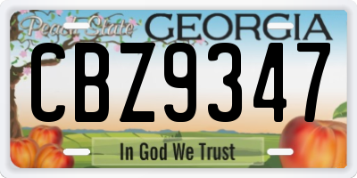 GA license plate CBZ9347