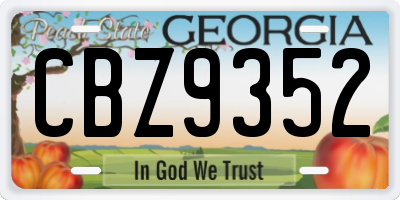 GA license plate CBZ9352