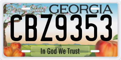 GA license plate CBZ9353