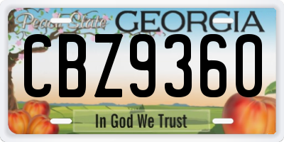 GA license plate CBZ9360