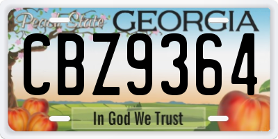 GA license plate CBZ9364