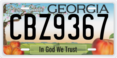 GA license plate CBZ9367