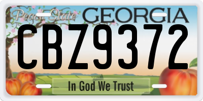 GA license plate CBZ9372