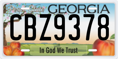GA license plate CBZ9378
