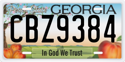 GA license plate CBZ9384
