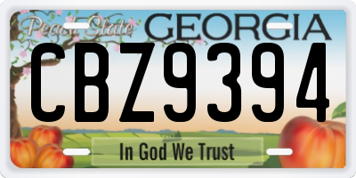 GA license plate CBZ9394