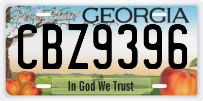 GA license plate CBZ9396