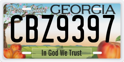 GA license plate CBZ9397