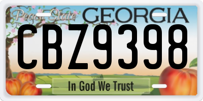 GA license plate CBZ9398