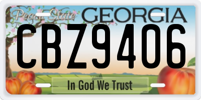 GA license plate CBZ9406