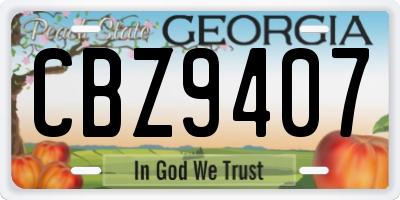 GA license plate CBZ9407