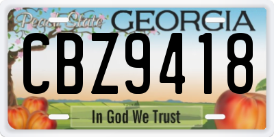 GA license plate CBZ9418