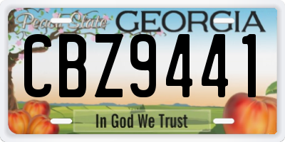 GA license plate CBZ9441