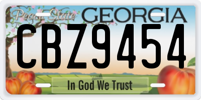 GA license plate CBZ9454