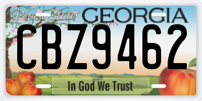 GA license plate CBZ9462