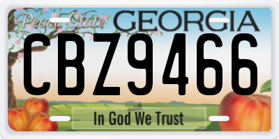 GA license plate CBZ9466