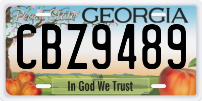 GA license plate CBZ9489