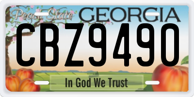 GA license plate CBZ9490