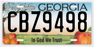GA license plate CBZ9498