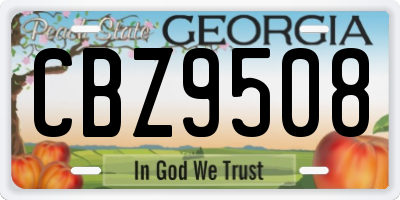 GA license plate CBZ9508